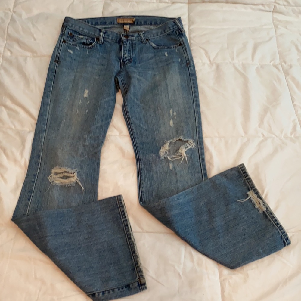 Abercrombie & Fitch flare distressed blue jeans